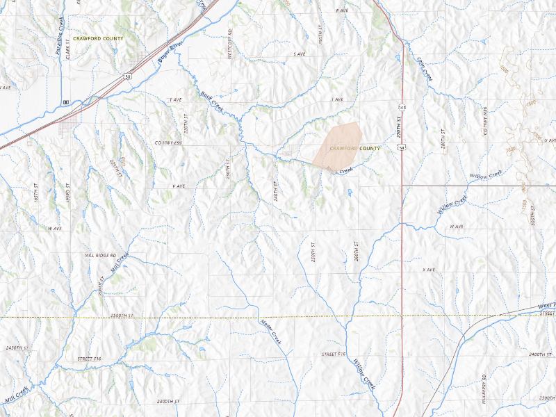 Radar-estimated hail-size map of the storm over Dow City, IA