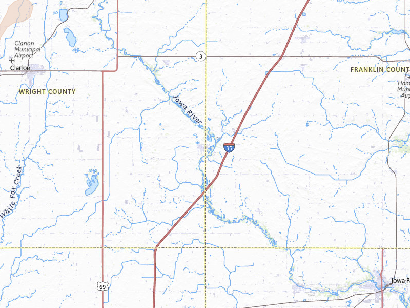 Radar-estimated hail-size map of the storm over Dows, IA on Jun 28, 2026