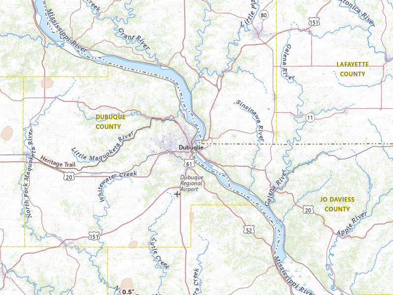 Radar-estimated hail-size map of the storm over Dubuque, IA on Apr 23, 2026