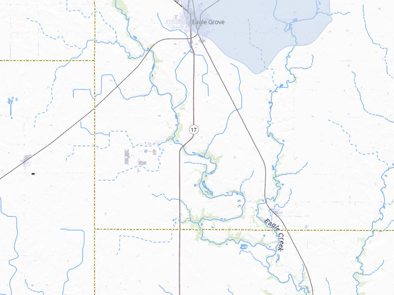 NEXRAD radar-signature map of the hail storm over Eagle Grove, IA on Aug 9, 2026
