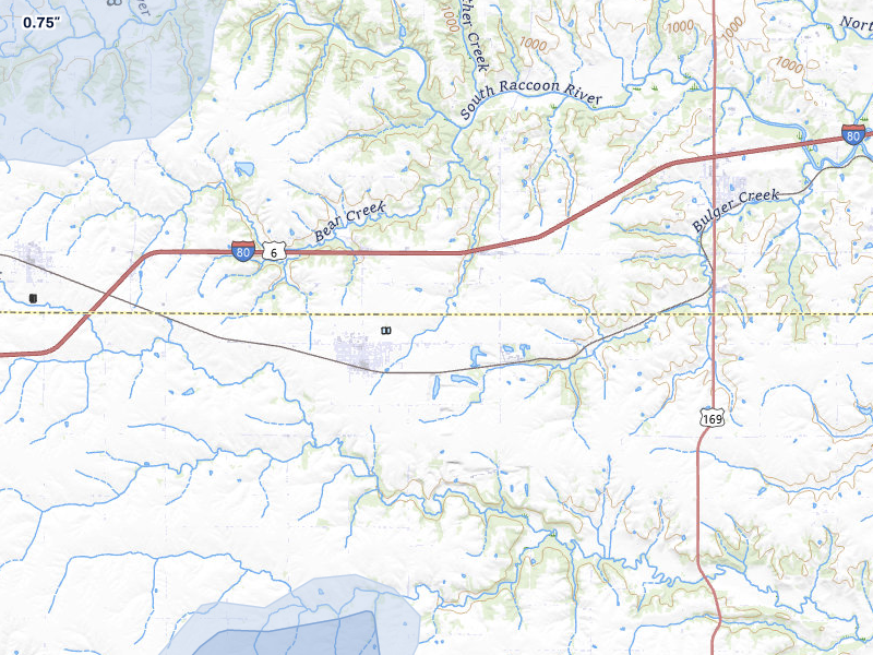 NEXRAD radar-signature map of the hail storm over Earlham, IA on May 18, 2026