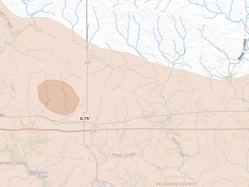 Radar-estimated hail-size map of the storm over Earlville, IA