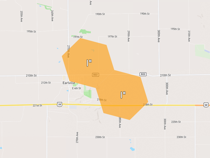 Hail map of Earlville, IA on Jul 1, 2026, hail up to 1"