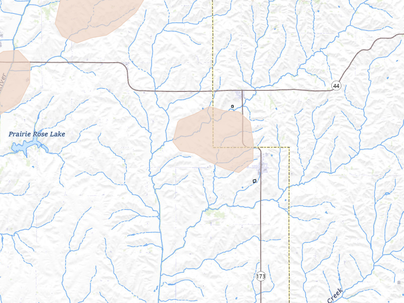 Radar-estimated hail-size map of the storm over Elk Horn, IA on Apr 23, 2026