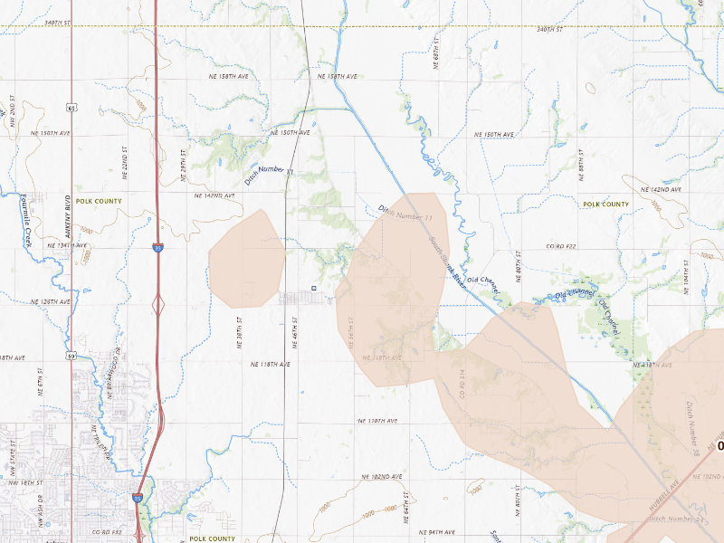 Radar-estimated hail-size map of the storm over Elkhart, IA on Oct 8, 2026