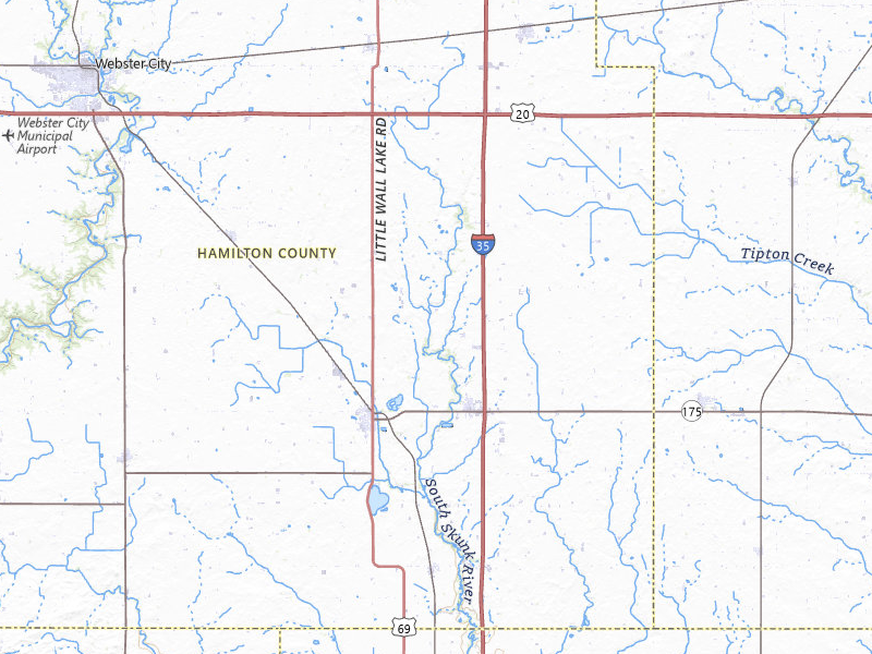 Radar-estimated hail-size map of the storm over Ellsworth, IA on Apr 23, 2026