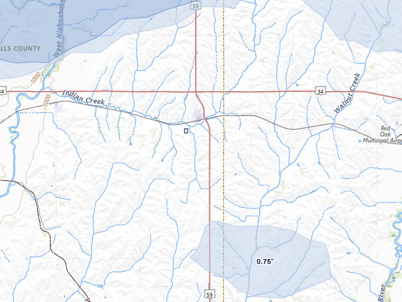 NEXRAD radar-signature map of the hail storm over Emerson, IA on May 17, 2026