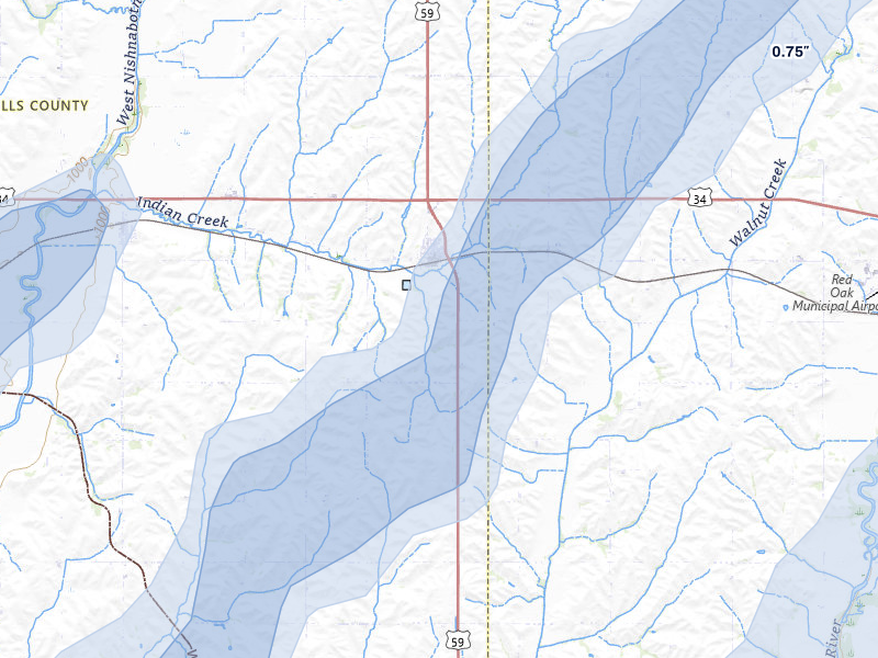 NEXRAD radar-signature map of the hail storm over Emerson, IA on May 18, 2026