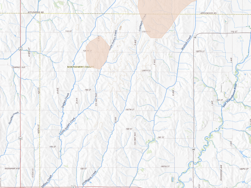 Radar-estimated hail-size map of the storm over Emerson, IA