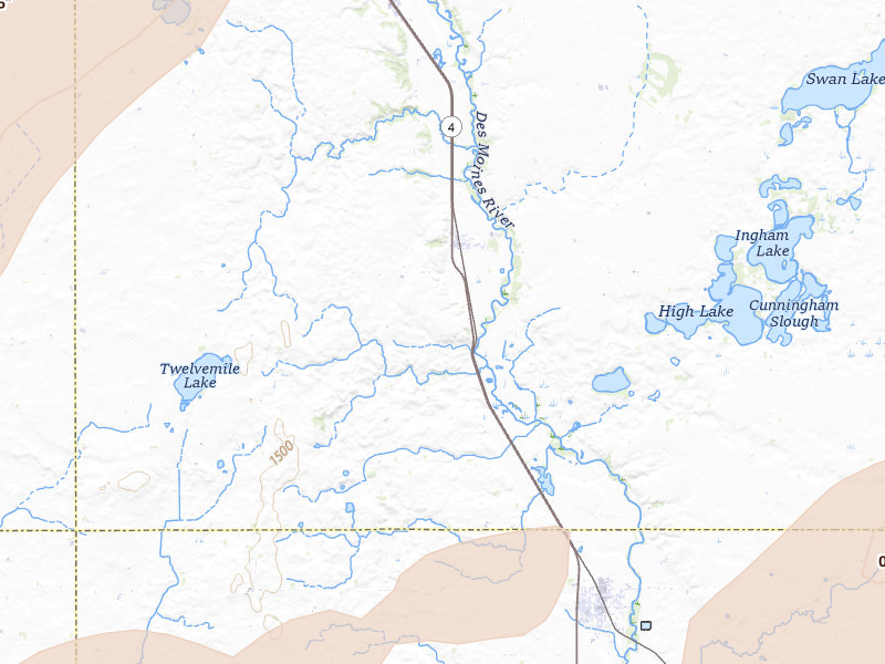 Radar-estimated hail-size map of the storm over Estherville, IA on Jul 1, 2026