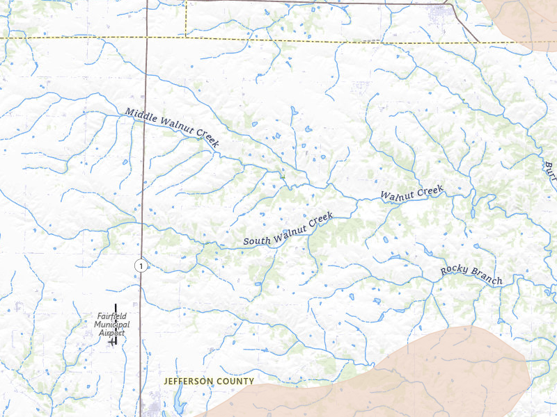 Radar-estimated hail-size map of the storm over Fairfield, IA on Jul 3, 2026