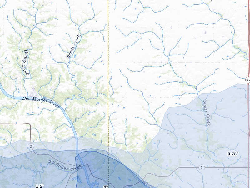 NEXRAD radar-signature map of the hail storm over Farmington, IA on Mar 26, 2026