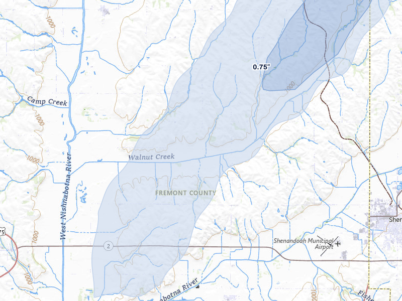 NEXRAD radar-signature map of the hail storm over Farragut, IA on Mar 6, 2026