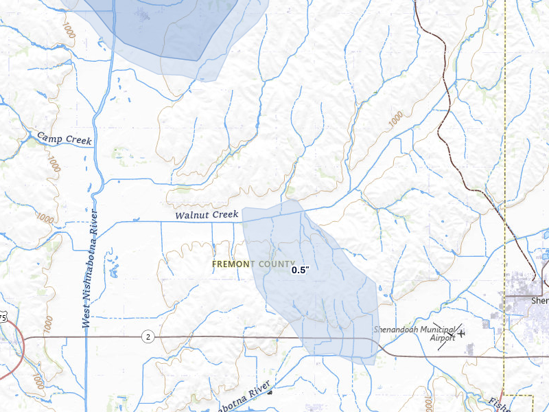 NEXRAD radar-signature map of the hail storm over Farragut, IA on May 17, 2026