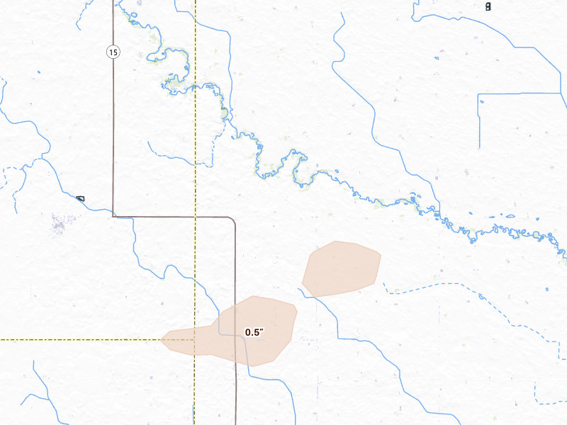 Radar-estimated hail-size map of the storm over Fenton, IA on Sep 1, 2026