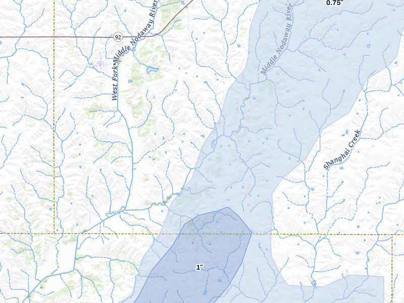 NEXRAD radar-signature map of the hail storm over Fontanelle, IA on Mar 5, 2026