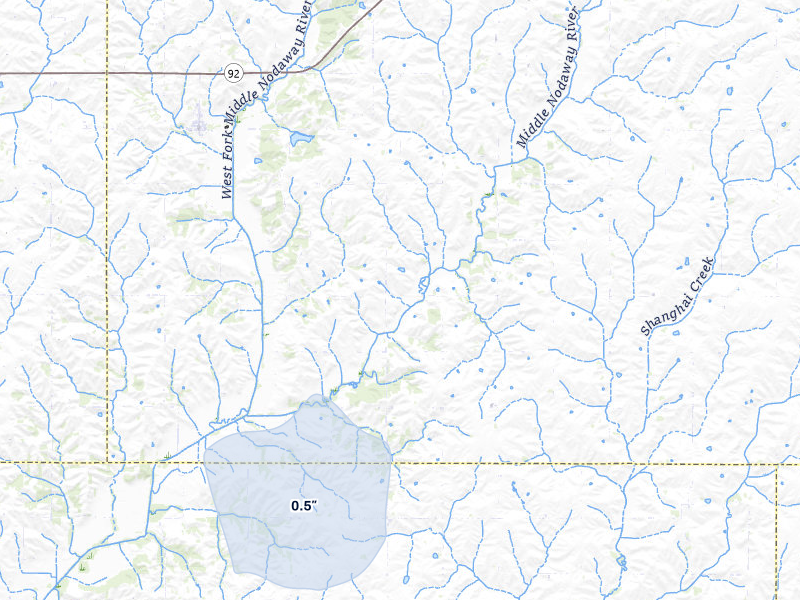NEXRAD radar-signature map of the hail storm over Fontanelle, IA on Mar 6, 2026
