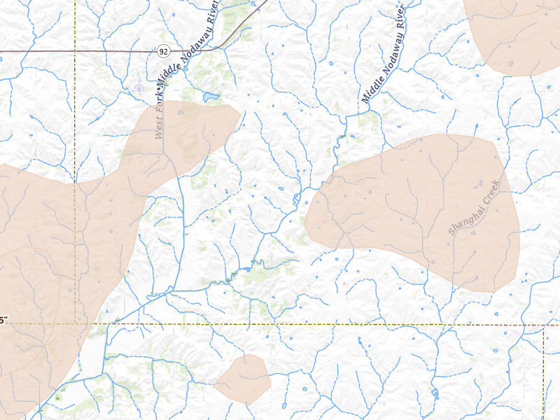 Radar-estimated hail-size map of the storm over Fontanelle, IA on May 18, 2026