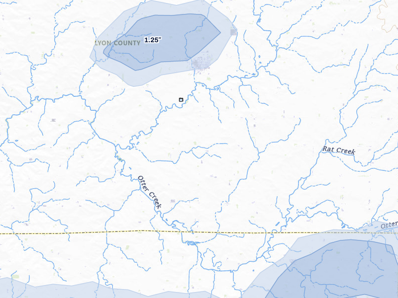 NEXRAD radar-signature map of the hail storm over George, IA on Jun 27, 2026