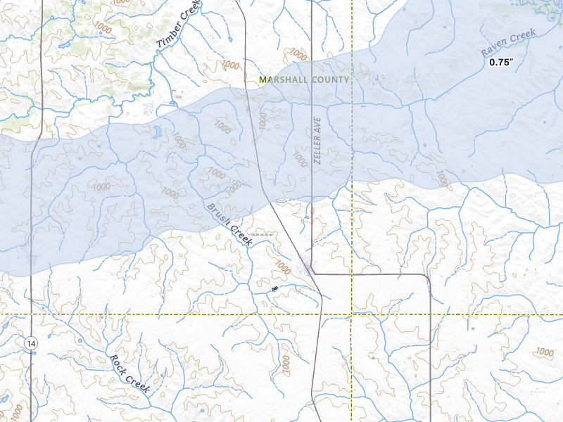 NEXRAD radar-signature map of the hail storm over Gilman, IA on Mar 30, 2026