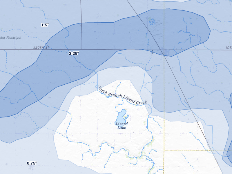 NEXRAD radar-signature map of the hail storm over Gilmore City, IA on May 15, 2026