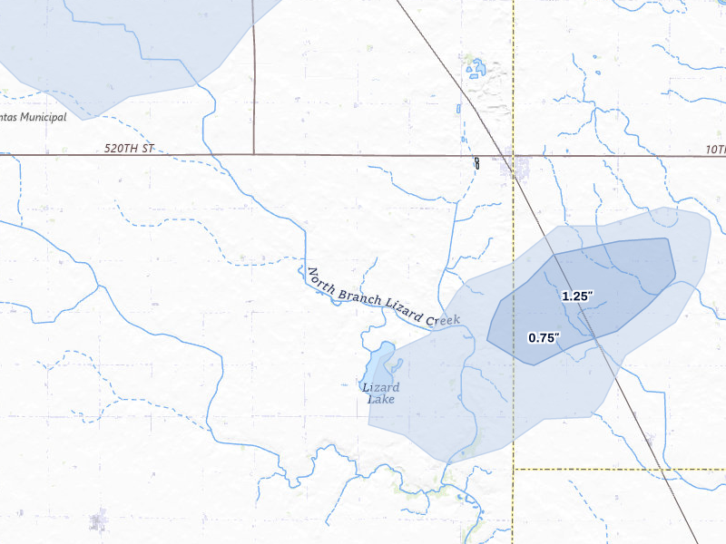 NEXRAD radar-signature map of the hail over Gilmore City, IA