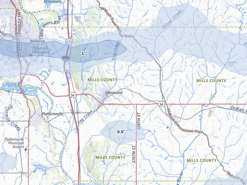 NEXRAD radar-signature map of the hail storm over Glenwood, IA on Apr 9, 2026