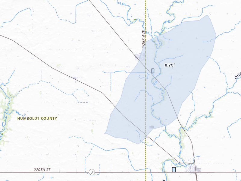 NEXRAD radar-signature map of the hail over Goldfield, IA