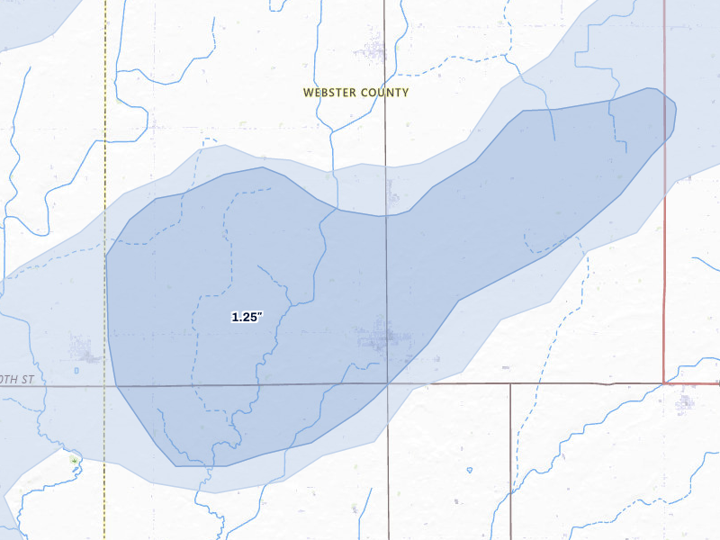 NEXRAD radar-signature map of the hail over Gowrie, IA