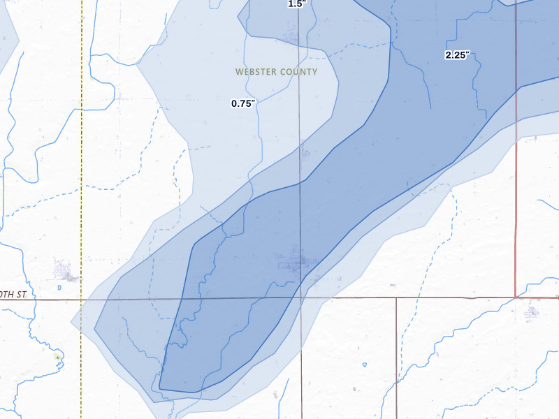NEXRAD radar-signature map of the hail over Gowrie, IA