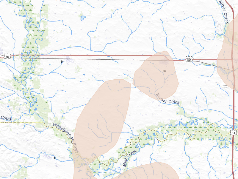 Radar-estimated hail-size map of the storm over Grand Mound, IA