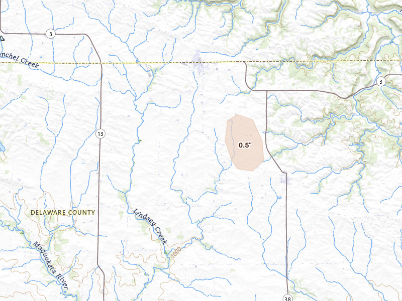 Radar-estimated hail-size map of the storm over Greeley, IA