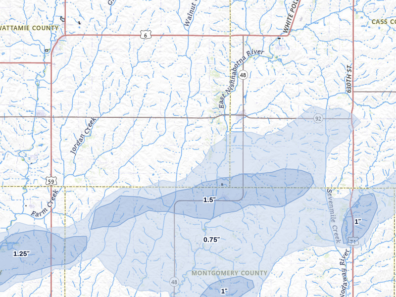 NEXRAD radar-signature map of the hail storm over Griswold, IA on May 17, 2026