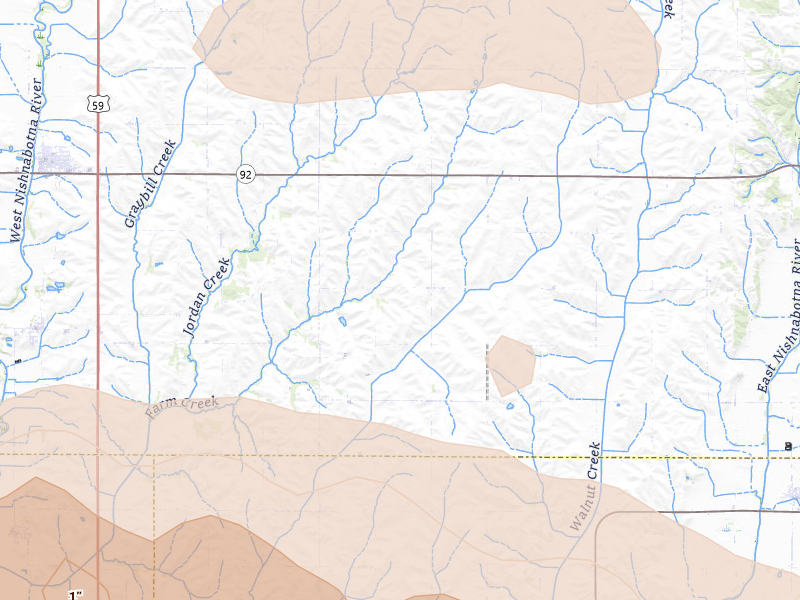 Radar-estimated hail-size map of the storm over Griswold, IA on Aug 4, 2026