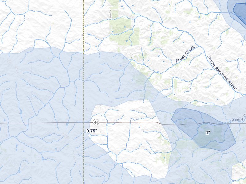 NEXRAD radar-signature map of the hail storm over Guthrie Center, IA on May 15, 2026