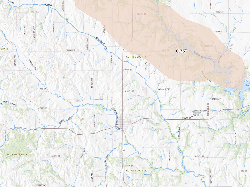 Radar-estimated hail-size map of the storm over Guthrie Center, IA