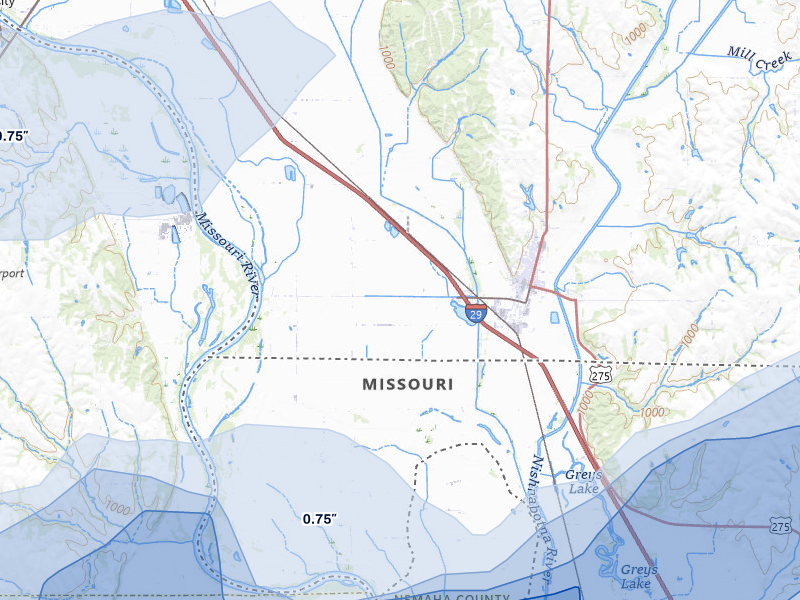 NEXRAD radar-signature map of the hail storm over Hamburg, IA on May 18, 2026