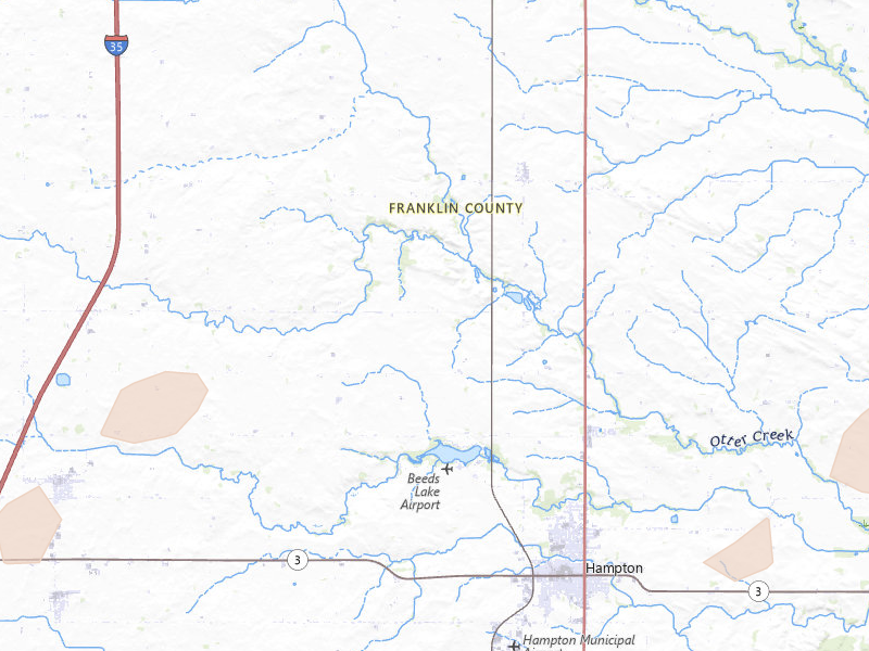 Radar-estimated hail-size map of the storm over Hampton, IA on Jul 1, 2026