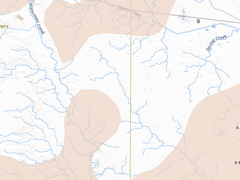 Radar-estimated hail-size map of the storm over Hartley, IA on May 17, 2026