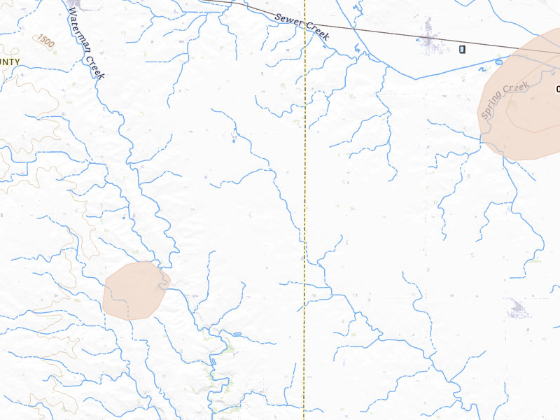 Radar-estimated hail-size map of the storm over Hartley, IA on Jul 4, 2026