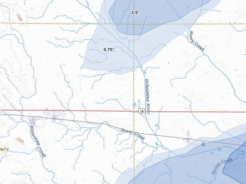 NEXRAD radar-signature map of the hail storm over Hartley, IA on Aug 8, 2026
