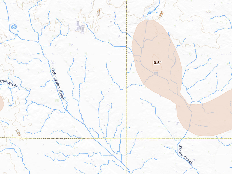 Radar-estimated hail-size map of the storm over Hartley, IA