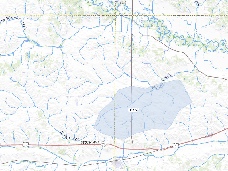 NEXRAD radar-signature map of the hail storm over Hartwick, IA on Jul 2, 2026