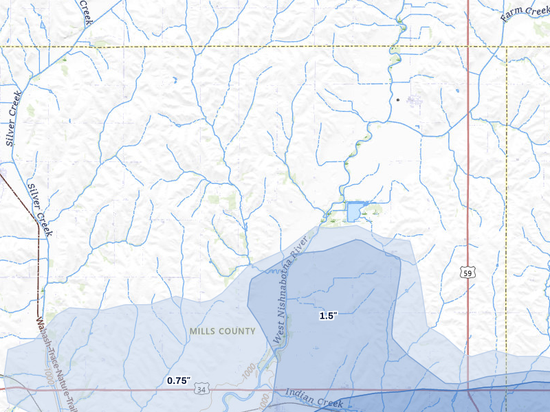 NEXRAD radar-signature map of the hail storm over Hastings, IA on May 15, 2026