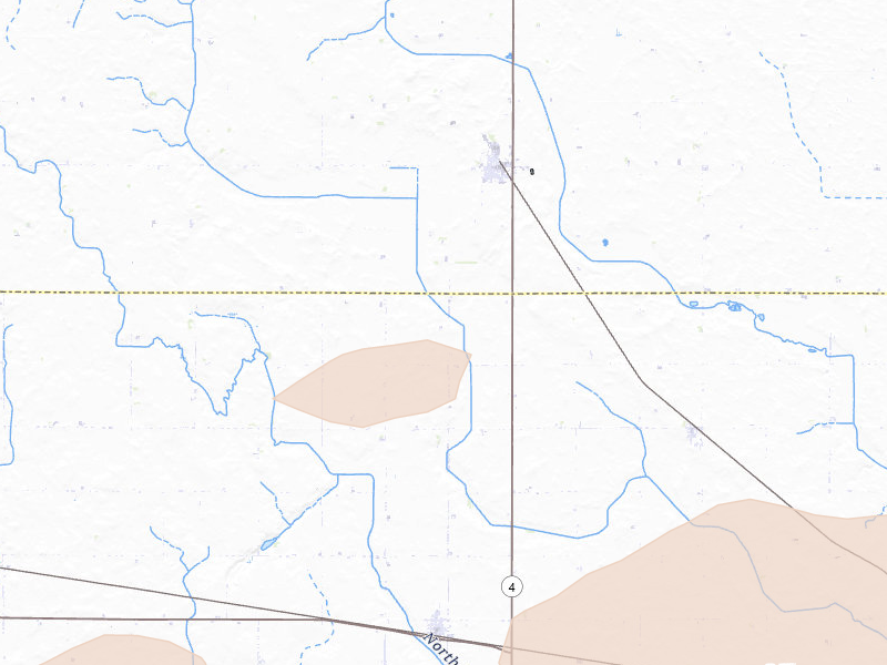 Radar-estimated hail-size map of the storm over Havelock, IA on May 15, 2026