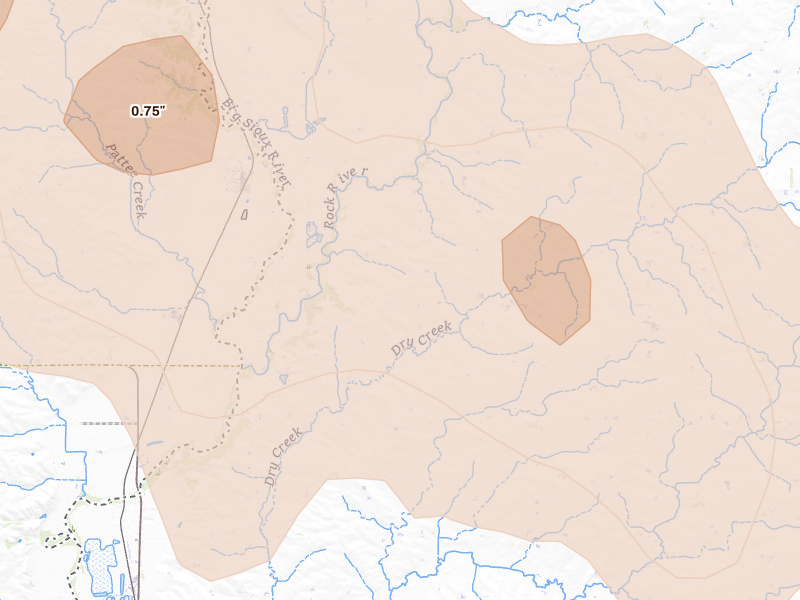 Radar-estimated hail-size map of the storm over Hawarden, IA on Sep 4, 2026