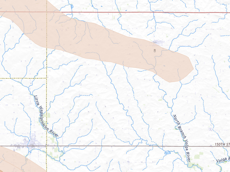 Radar-estimated hail-size map of the storm over Hawkeye, IA on Aug 7, 2026