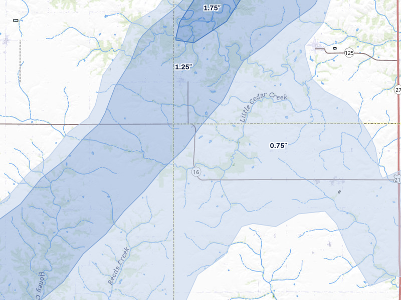 NEXRAD radar-signature map of the hail storm over Hillsboro, IA on Mar 5, 2026