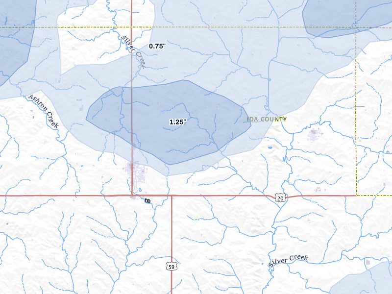 NEXRAD radar-signature map of the hail storm over Holstein, IA on Aug 10, 2026