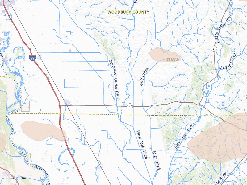 Radar-estimated hail-size map of the storm over Hornick, IA on Jul 8, 2026
